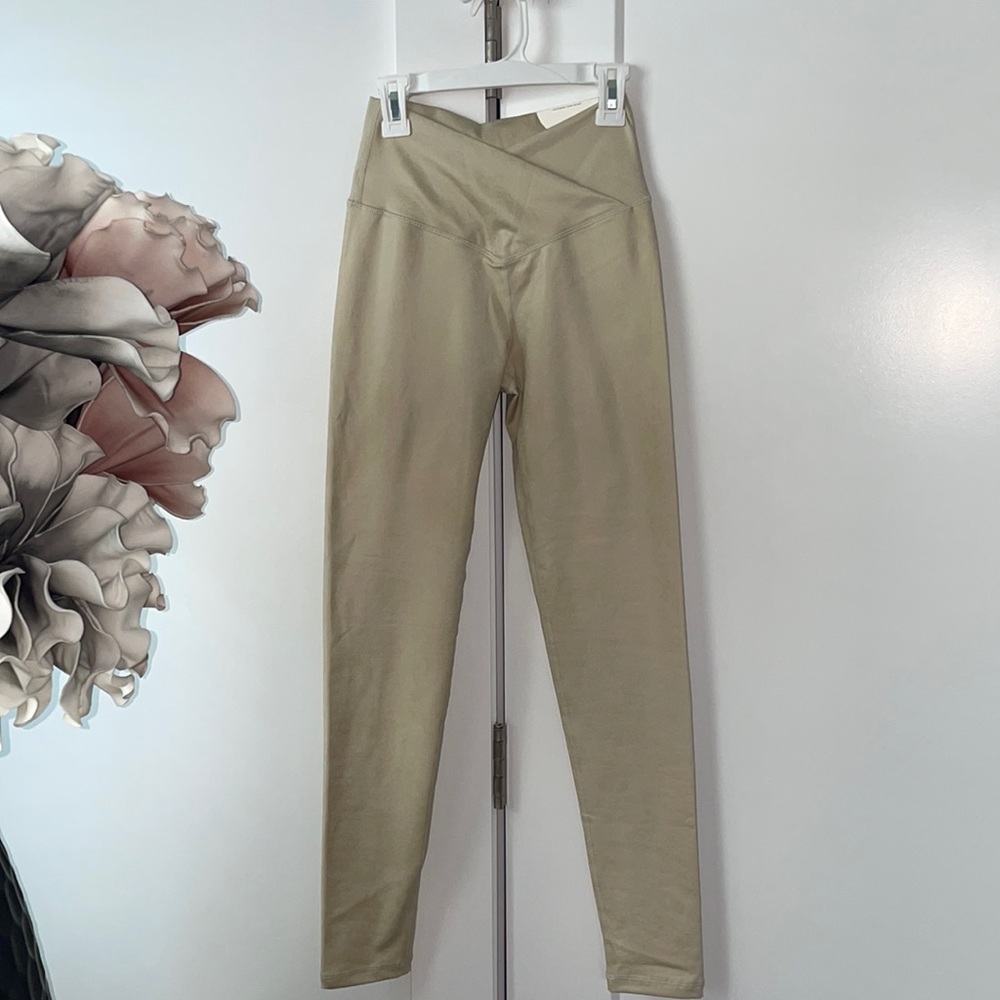 Faux Leather Crossover Leggings